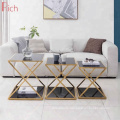 Hot Sales Metal Cafe Table Artificial Marble Top Titanium Coffee Table